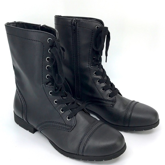 Combat Boot Zip Black Lace Time Tru 